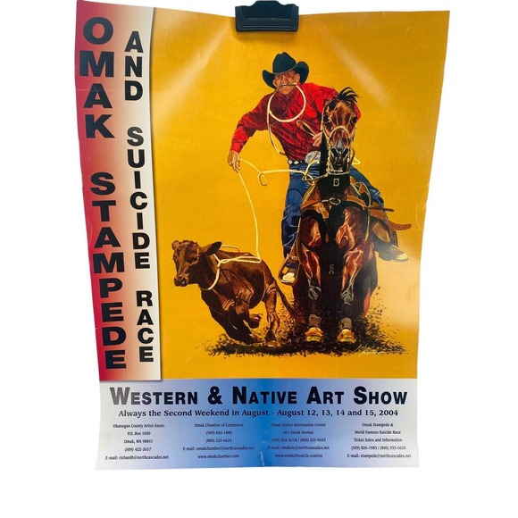 2004 Omak Stampede And Suicide Race Poster Western Native Art Show Rodeo - Picture 1 of 11